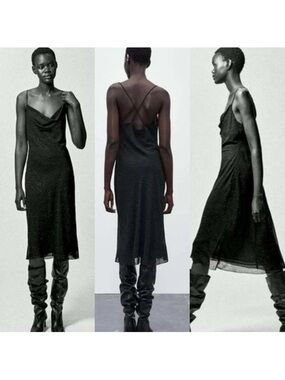 glossy halter neck dress zara | Dresses | Fabric:CHIFFON